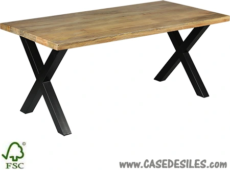 Table à manger industrielle acier bois 180cm 1950