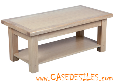 Table basse bois massif chêne blanchi 2094