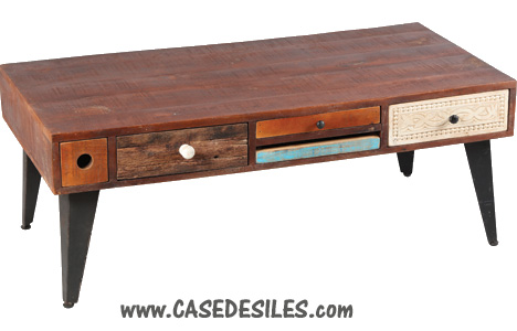 Table basse bois métal semi industrielle 1854 Pas Cher Table basse bois métal semi industrielle 1854 Pas Cher
