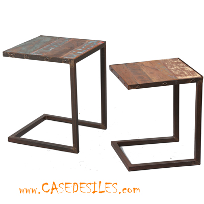 Table basse bois métal Industrielle