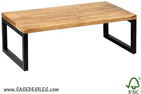 Table basse industrielle acier bois acacia 115cm 1945