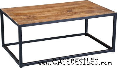 Table basse industrielle acier bois vieilli 1802