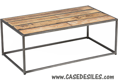 Table basse industrielle métal bois récup 1866