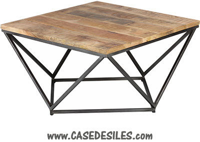 Table Basse Industrielle en Bois et Métal