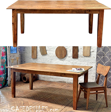 Table bois manguier et recyclé naturel rect cj54