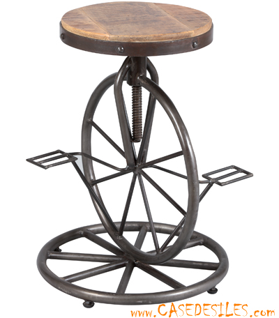 Tabouret à pédales industriel acier et bois 1891