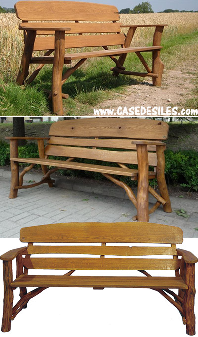 Banc en bois rustique avec dossier Limousin