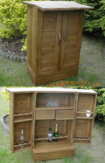 Meuble bar en bois massif style rustique