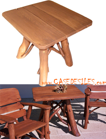 Table bois massif chêne carrée 80cm western
