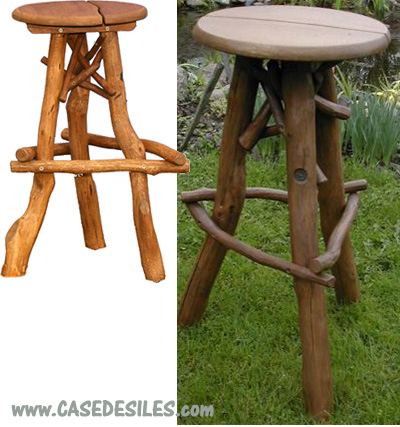 Tabouret de bar bois de forme naturelle en chene massif 47A