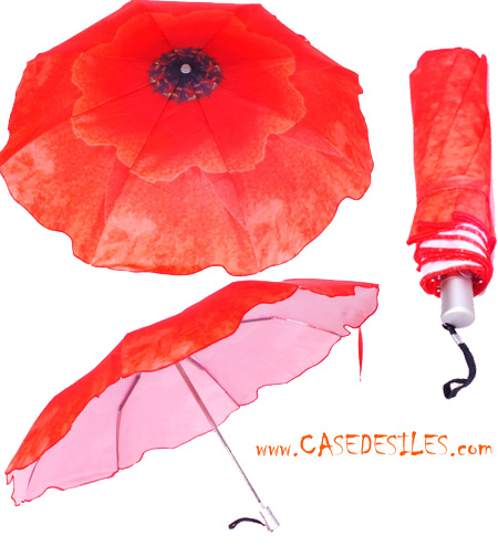 Mini parapluie pliant fleur coquelicot pour femme Pas Cher Mini parapluie pliant fleur coquelicot pour femme Pas Cher