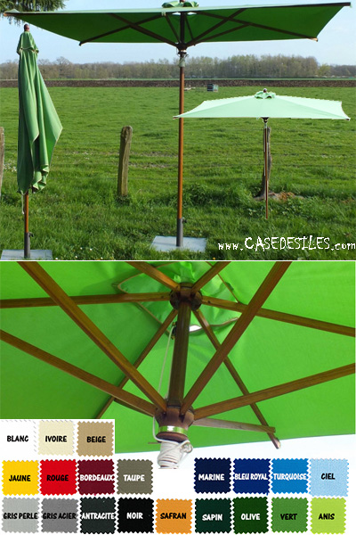 Parasol bois rectangulaire 3x2m 20 coloris