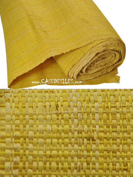 Tissage raphia revetement mural exotique Jaune 5m en promotion