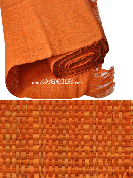 Tissage raphia revêtement mural exotique Orange 5m en promotion