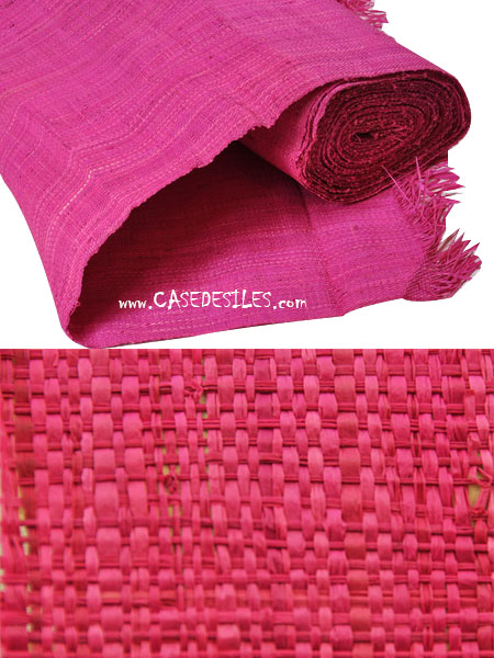 Tissage raphia revêtement mural naturel fushia 25m