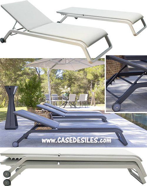 Bain de soleil aluminium toile matelassée réglable empilable 6500