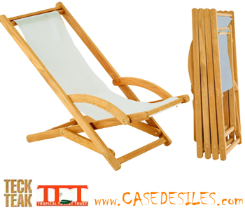 Chilienne en teck design pliante cendre Marina