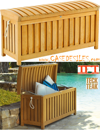 Coffre de piscine teck