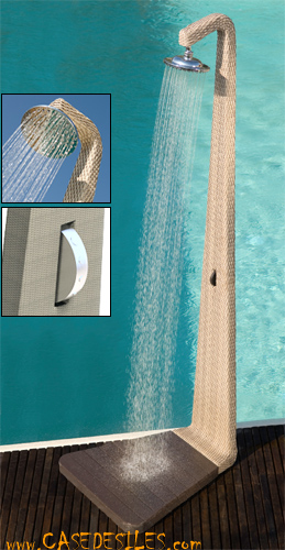 Douche de piscine résine tressée sur aluminium