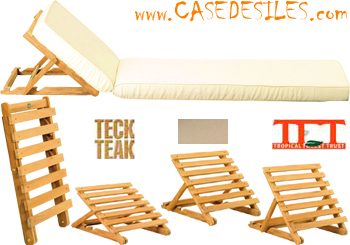 Têtière de plage teck pliante et réglable taupe